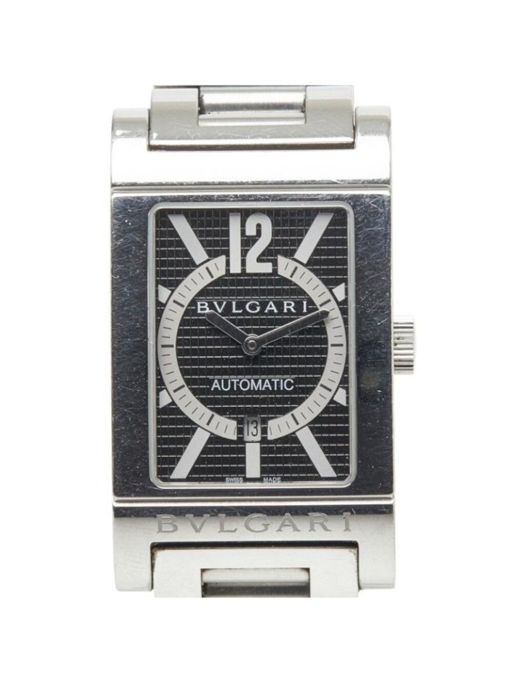 Bvlgari Rettangolo Watch Black Silver Stainless Steel